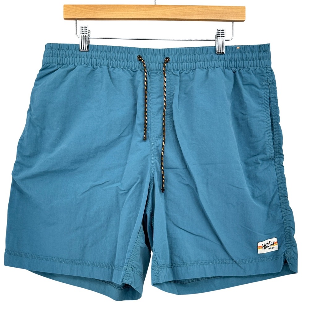 Howler Bros Horizon Hybrid Shorts Mens Large Teal Blue Elastic Waist Drawstring